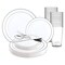 Smarty Had A Party White with Silver Edge Rim Plastic Plastic Wedding Value Set, 720PK WSVPP120 - alternate 1